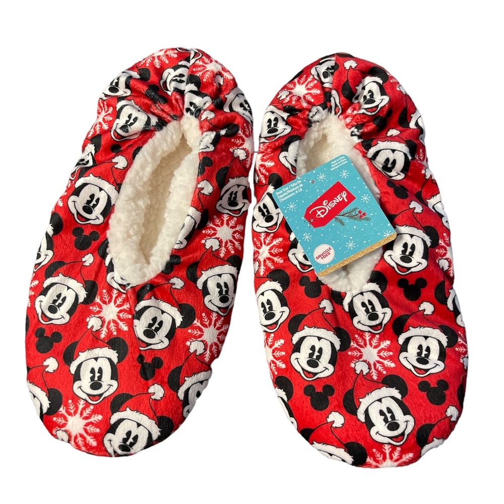 Mickey Mouse Christmas Snuggle Toes Slippers 9/11